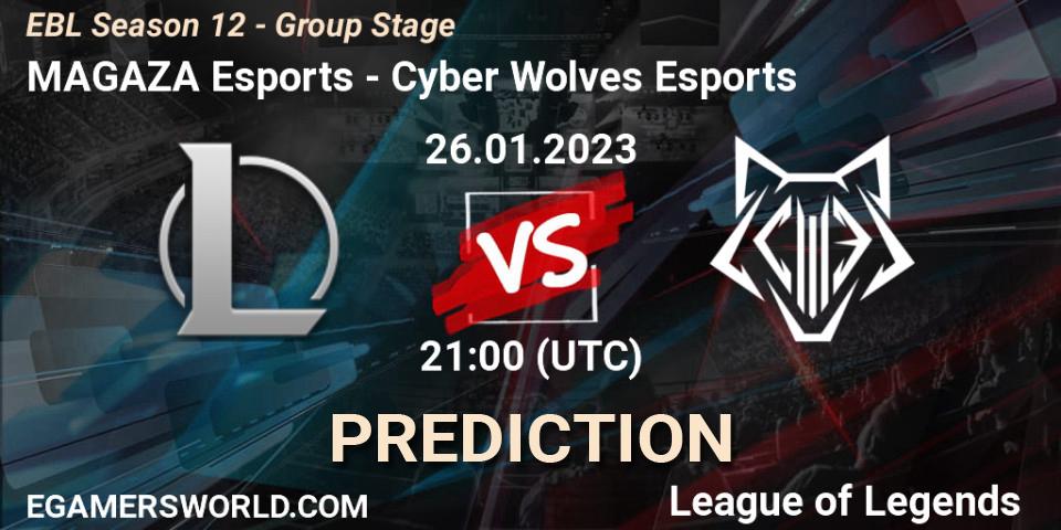 MAGAZA Esports vs Cyber Wolves Esports: Match Prediction. 26.01.2023 at 21:00, LoL, EBL Season 12 - Group Stage