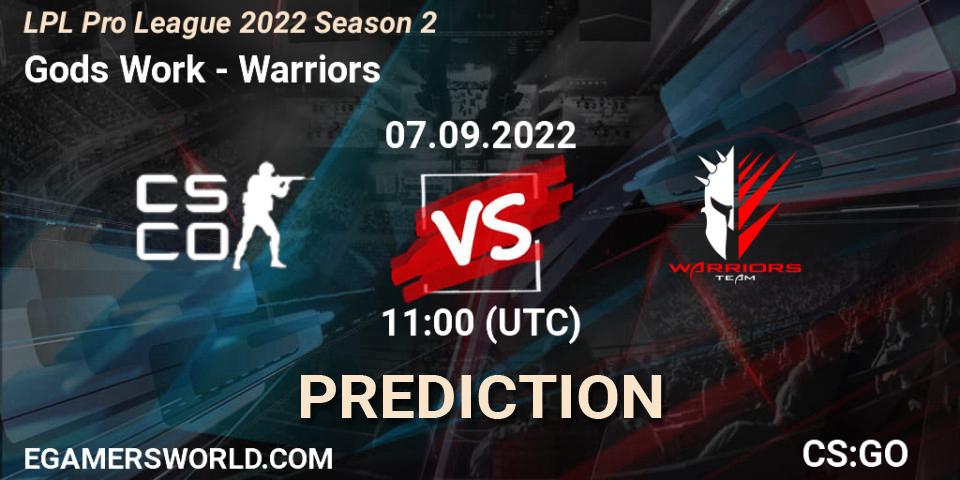 Gods Work vs Warriors: Match Prediction. 07.09.22, CS2 (CS:GO), LPL Pro League 2022 Season 2