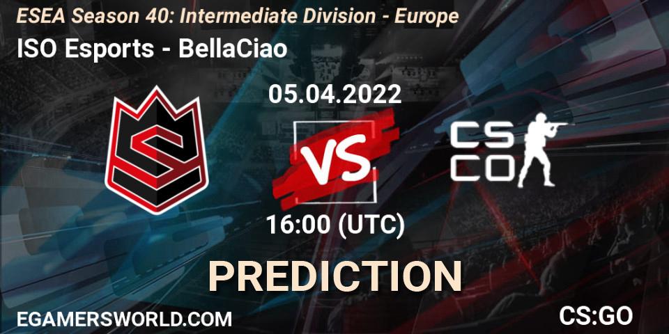 ISO Esports vs BellaCiao: Match Prediction. 05.04.2022 at 16:00, Counter-Strike (CS2), ESEA Season 40: Intermediate Division - Europe