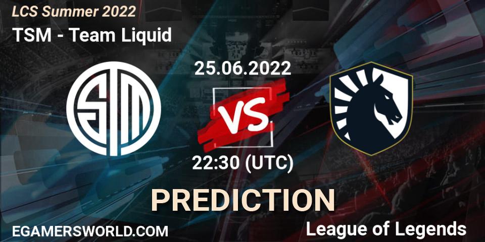 TSM vs Team Liquid: Match Prediction. 25.06.22, LoL, LCS Summer 2022