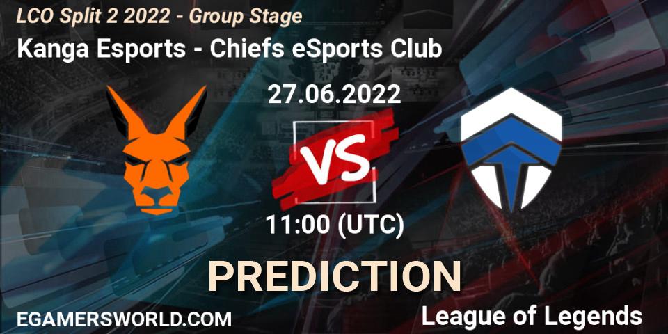 Kanga Esports vs Chiefs eSports Club: Match Prediction. 27.06.2022 at 11:00, LoL, LCO Split 2 2022 - Group Stage