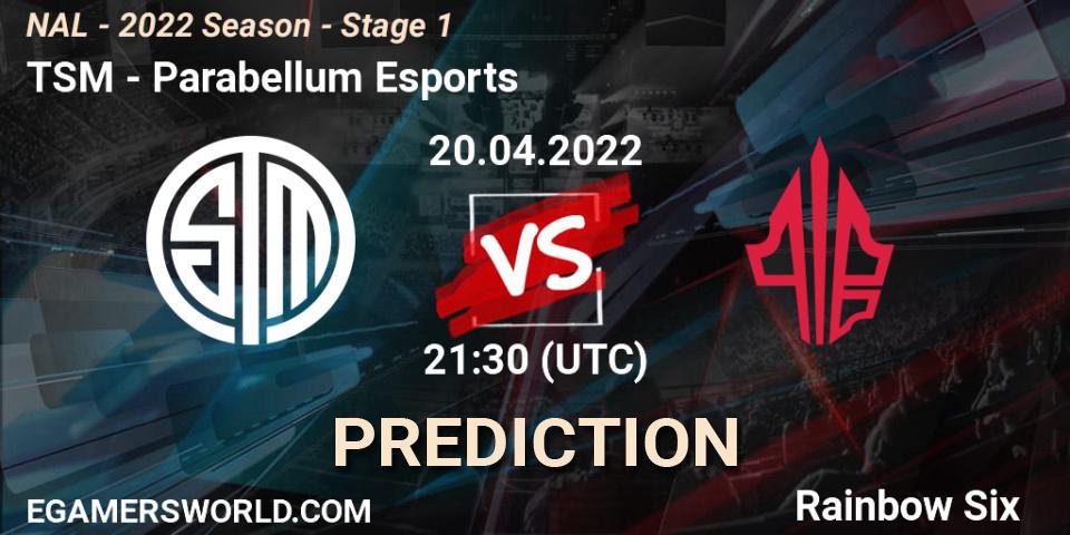 TSM vs Parabellum Esports: Match Prediction. 20.04.2022 at 21:30, Rainbow Six, NAL - Season 2022 - Stage 1