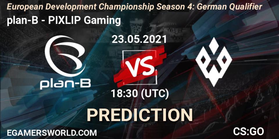 plan-B vs PIXLIP Gaming: Match Prediction. 23.05.2021 at 18:30, Counter-Strike (CS2), European Development Championship Season 4: German Qualifier