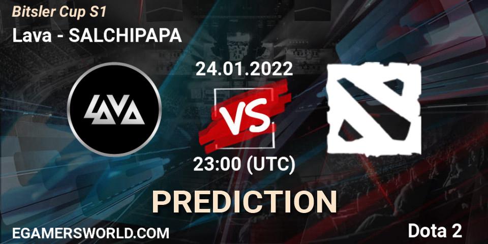 Lava vs SALCHIPAPA: Match Prediction. 23.01.2022 at 23:30, Dota 2, Bitsler Cup S1