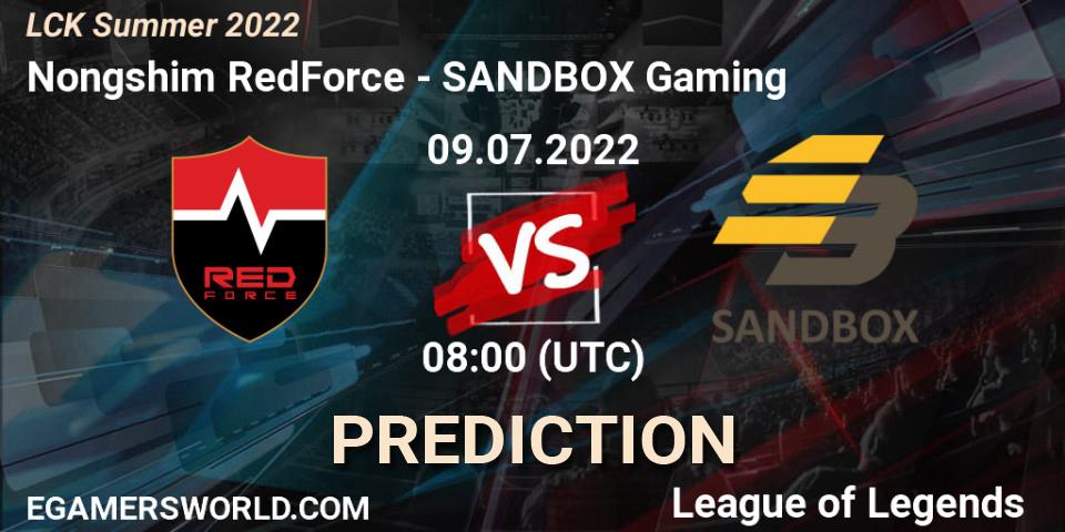 Nongshim RedForce vs SANDBOX Gaming: Match Prediction. 09.07.22, LoL, LCK Summer 2022