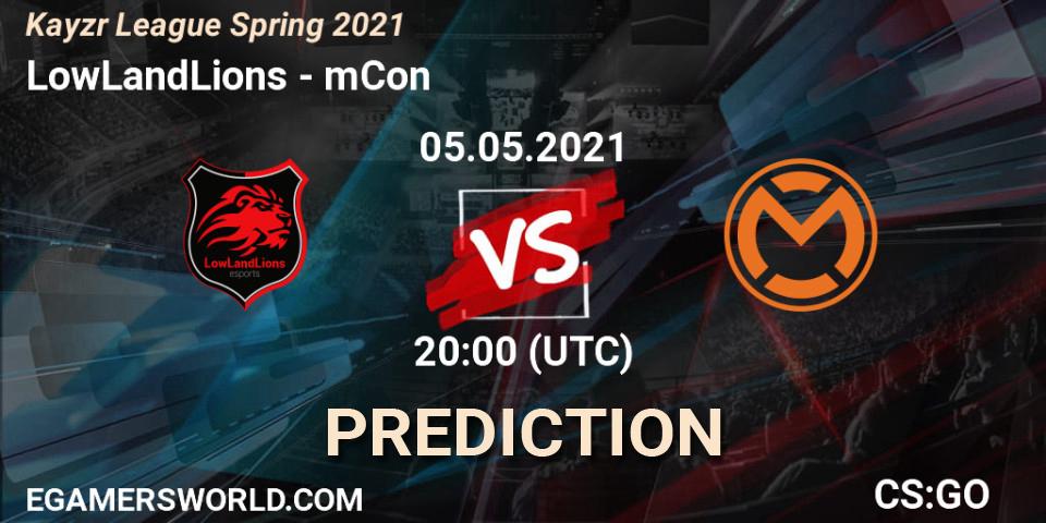LowLandLions vs mCon: Match Prediction. 05.05.2021 at 20:00, Counter-Strike (CS2), Kayzr League Spring 2021