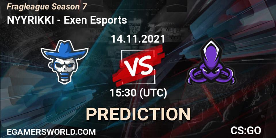 Conquer vs Exen Esports: Match Prediction. 14.11.2021 at 15:30, Counter-Strike (CS2), Fragleague Season 7