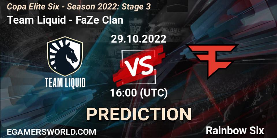 Team Liquid vs FaZe Clan: Match Prediction. 29.10.22, Rainbow Six, Copa Elite Six - Season 2022: Stage 3