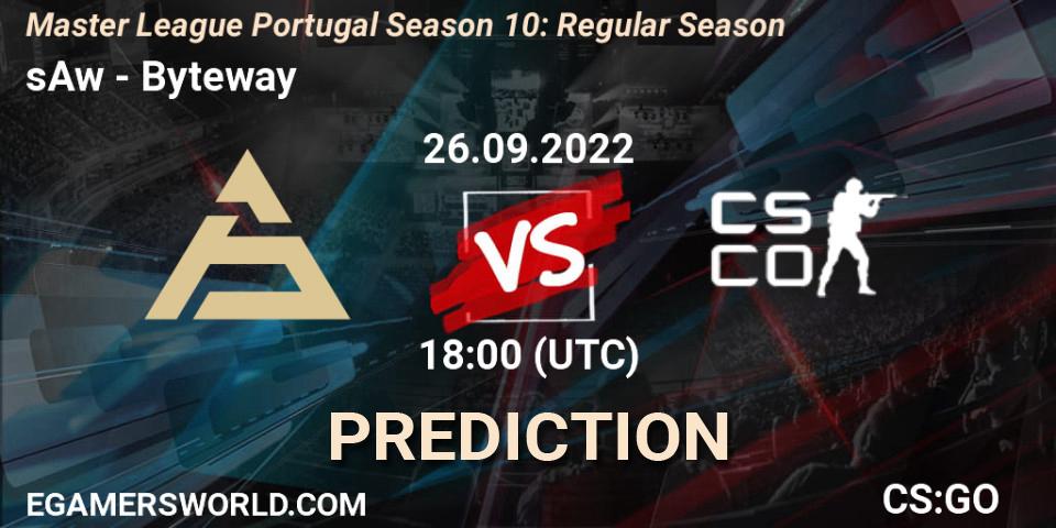 sAw vs Byteway: Match Prediction. 26.09.2022 at 18:00, Counter-Strike (CS2), Master League Portugal Season 10: Regular Season