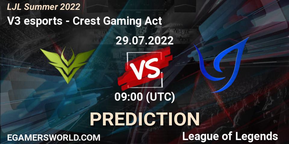V3 esports vs Crest Gaming Act: Match Prediction. 29.07.22, LoL, LJL Summer 2022