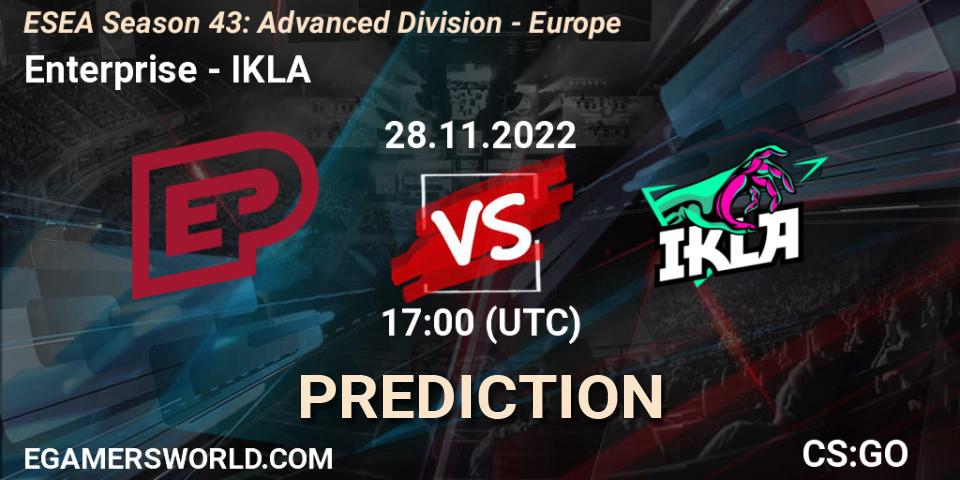 Enterprise vs IKLA: Match Prediction. 28.11.22, CS2 (CS:GO), ESEA Season 43: Advanced Division - Europe