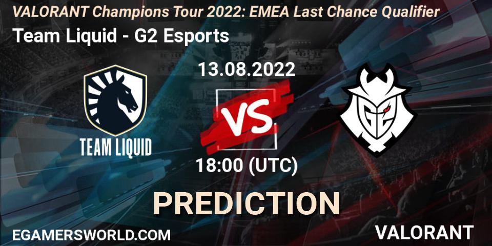 Team Liquid vs G2 Esports: Match Prediction. 13.08.22, VALORANT, VCT 2022: EMEA Last Chance Qualifier