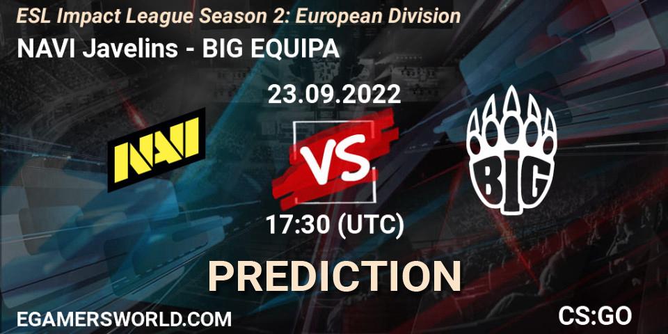 NAVI Javelins vs BIG EQUIPA: Match Prediction. 23.09.2022 at 17:30, Counter-Strike (CS2), ESL Impact League Season 2: European Division