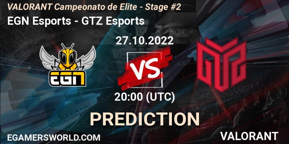 EGN Esports vs GTZ Esports: Match Prediction. 27.10.22, VALORANT, VALORANT Campeonato de Elite - Stage #2