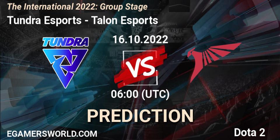 Tundra Esports vs Talon Esports: Match Prediction. 16.10.22, Dota 2, The International 2022: Group Stage