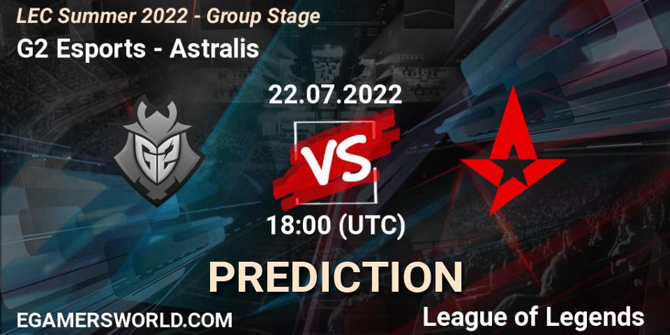 G2 Esports vs Astralis: Match Prediction. 22.07.2022 at 19:00, LoL, LEC Summer 2022 - Group Stage
