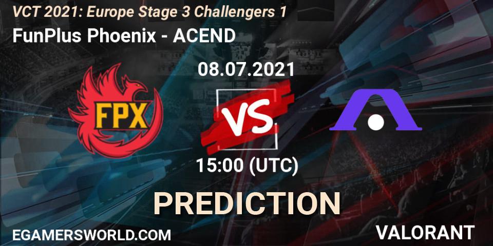 FunPlus Phoenix vs ACEND: Match Prediction. 08.07.2021 at 15:00, VALORANT, VCT 2021: Europe Stage 3 Challengers 1