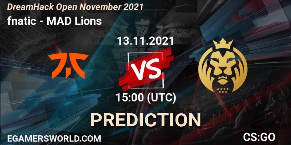 fnatic vs MAD Lions: Match Prediction. 13.11.2021 at 15:00, Counter-Strike (CS2), DreamHack Open November 2021
