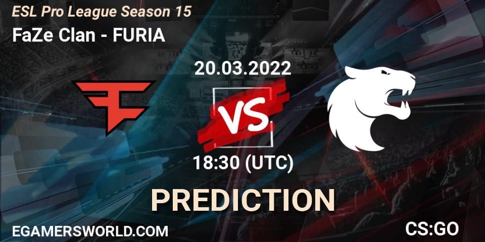 FaZe Clan vs FURIA: Match Prediction. 20.03.2022 at 18:45, Counter-Strike (CS2), ESL Pro League Season 15