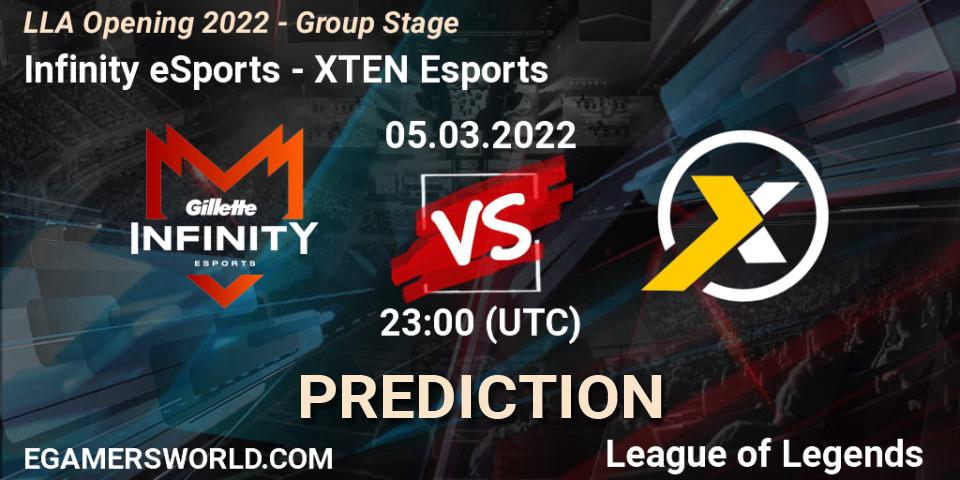 Infinity eSports vs XTEN Esports: Match Prediction. 05.03.2022 at 22:00, LoL, LLA Opening 2022 - Group Stage