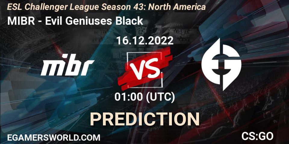 MIBR vs Evil Geniuses Black: Match Prediction. 16.12.2022 at 01:00, Counter-Strike (CS2), ESL Challenger League Season 43: North America