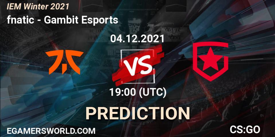 fnatic vs Gambit Esports: Match Prediction. 04.12.2021 at 20:45, Counter-Strike (CS2), IEM Winter 2021
