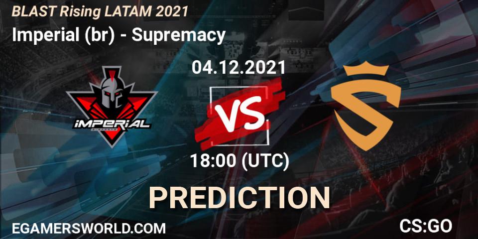Imperial (br) vs Supremacy: Match Prediction. 04.12.2021 at 18:00, Counter-Strike (CS2), BLAST Rising LATAM 2021