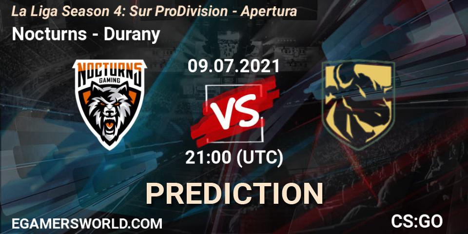 Nocturns vs Durany: Match Prediction. 09.07.2021 at 21:00, Counter-Strike (CS2), La Liga Season 4: Sur Pro Division - Apertura
