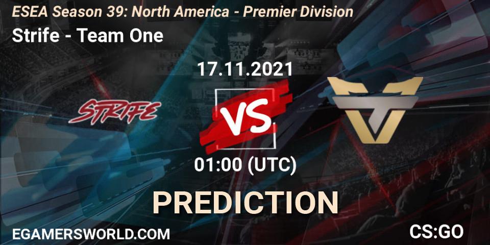 Strife vs Team One: Match Prediction. 04.12.2021 at 01:00, Counter-Strike (CS2), ESEA Season 39: North America - Premier Division