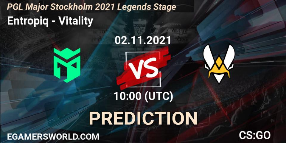 Entropiq vs Vitality: Match Prediction. 02.11.2021 at 10:10, Counter-Strike (CS2), PGL Major Stockholm 2021 Legends Stage