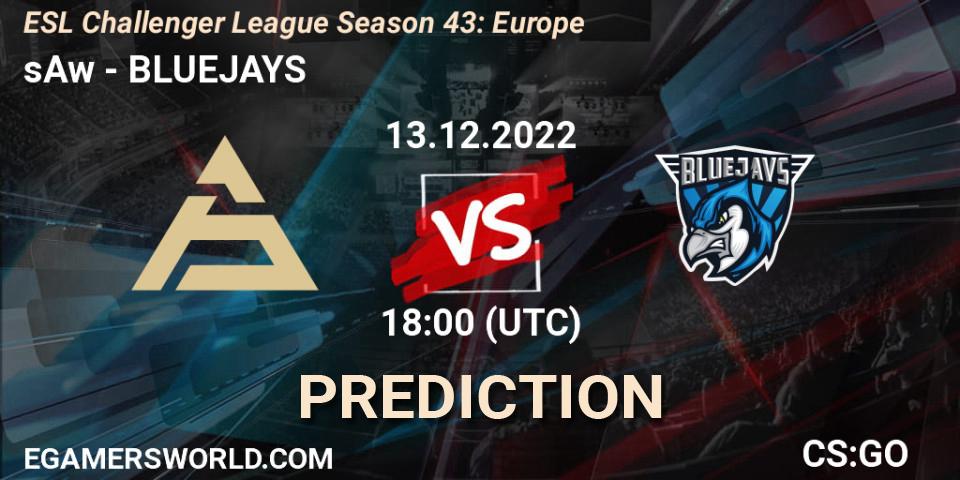 sAw vs BLUEJAYS: Match Prediction. 13.12.22, CS2 (CS:GO), ESL Challenger League Season 43: Europe