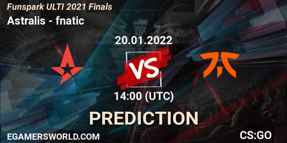 Astralis vs fnatic: Match Prediction. 20.01.22, CS2 (CS:GO), Funspark ULTI 2021 Finals