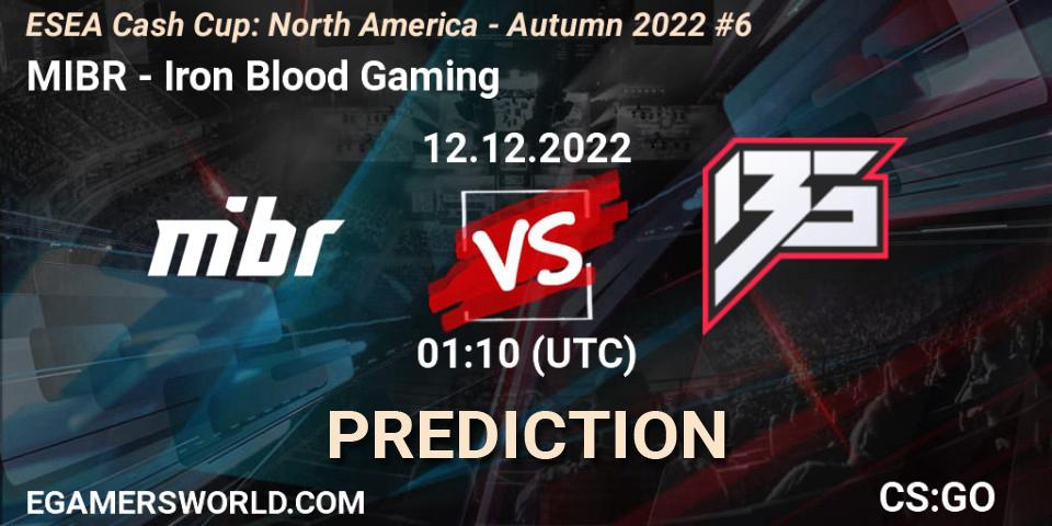 MIBR vs Iron Blood Gaming: Match Prediction. 12.12.2022 at 01:10, Counter-Strike (CS2), ESEA Cash Cup: North America - Autumn 2022 #6