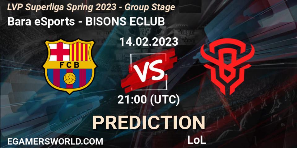Barça eSports vs BISONS ECLUB: Match Prediction. 14.02.23, LoL, LVP Superliga Spring 2023 - Group Stage