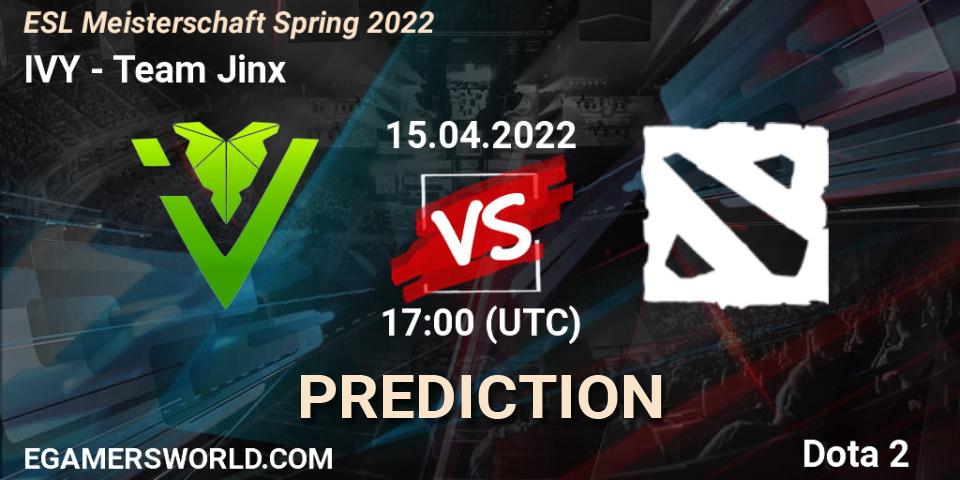 IVY vs Team Jinx: Match Prediction. 22.04.2022 at 18:02, Dota 2, ESL Meisterschaft Spring 2022