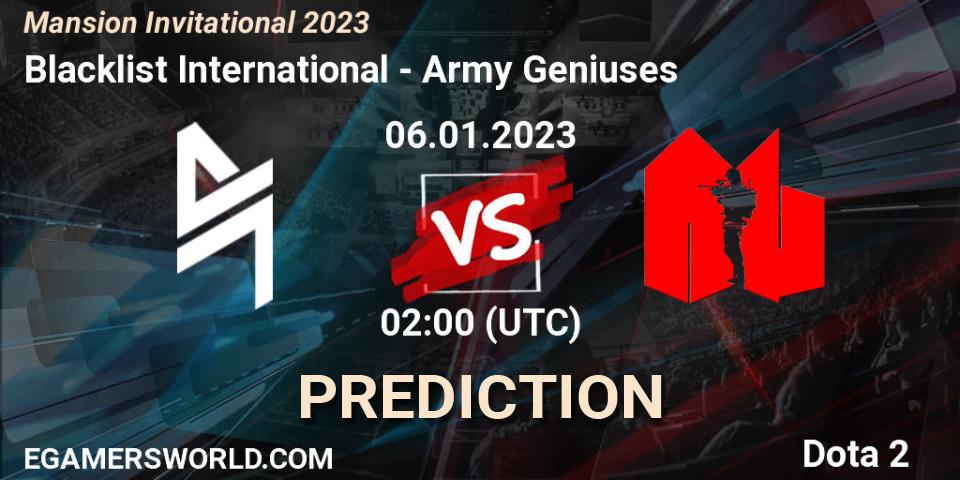 Blacklist International vs Army Geniuses: Match Prediction. 07.01.23, Dota 2, Mansion Invitational 2023