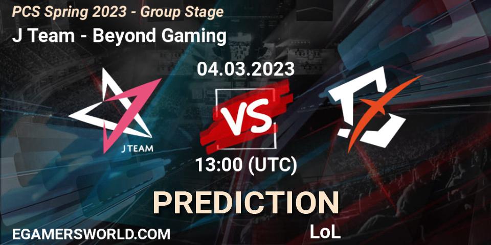 J Team vs Beyond Gaming: Match Prediction. 12.02.2023 at 13:00, LoL, PCS Spring 2023 - Group Stage