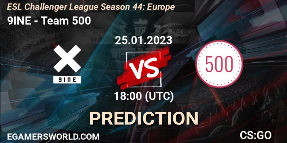 9INE vs Team 500: Match Prediction. 25.01.2023 at 18:00, Counter-Strike (CS2), ESL Challenger League Season 44: Europe