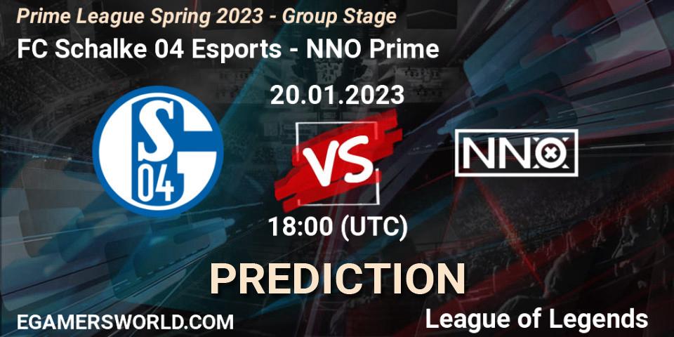 FC Schalke 04 Esports vs NNO Prime: Match Prediction. 20.01.23, LoL, Prime League Spring 2023 - Group Stage