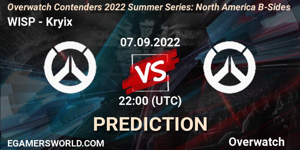WISP vs Kryix: Match Prediction. 07.09.2022 at 22:00, Overwatch, Overwatch Contenders 2022 Summer Series: North America B-Sides