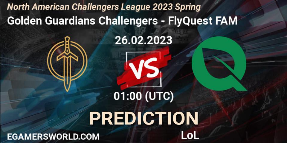Golden Guardians Challengers vs FlyQuest FAM: Match Prediction. 26.02.23, LoL, NACL 2023 Spring - Group Stage