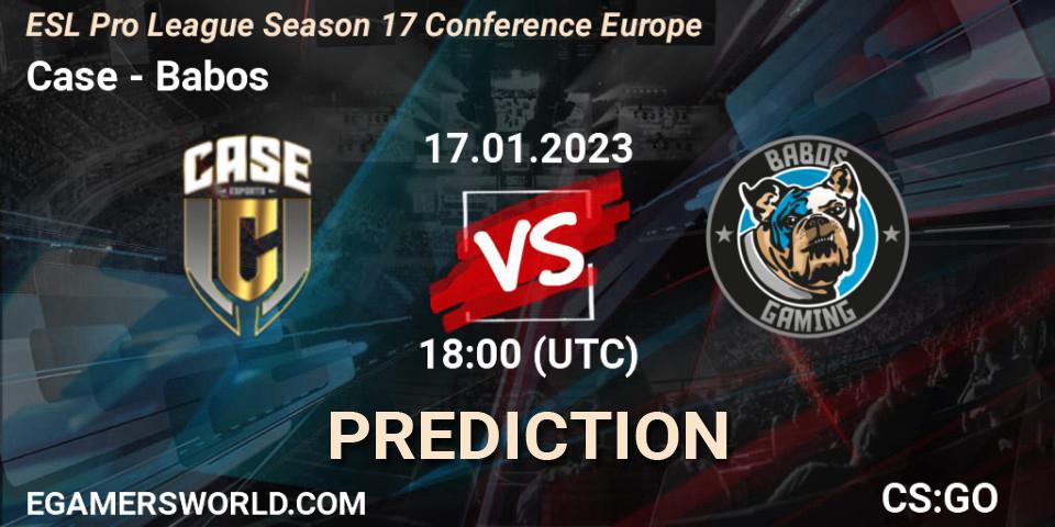 Case vs Babos: Match Prediction. 17.01.2023 at 18:00, Counter-Strike (CS2), ESL Pro League Season 17 Conference Europe