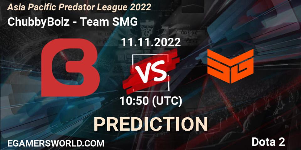 ChubbyBoiz vs Team SMG: Match Prediction. 11.11.2022 at 10:49, Dota 2, Asia Pacific Predator League 2022