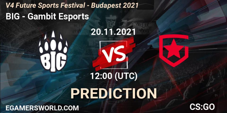 BIG vs Gambit Esports: Match Prediction. 20.11.2021 at 12:00, Counter-Strike (CS2), V4 Future Sports Festival - Budapest 2021