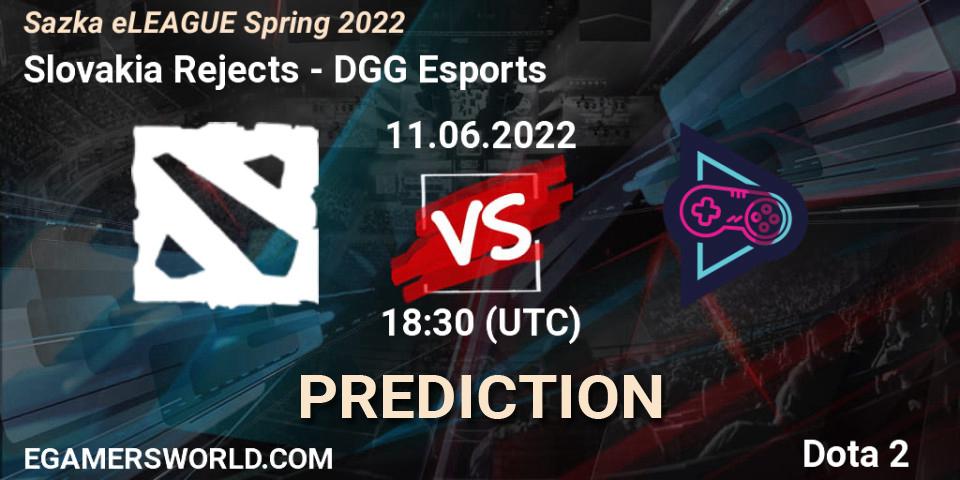 Slovakia Rejects vs DGG Esports: Match Prediction. 11.06.2022 at 18:31, Dota 2, Sazka eLEAGUE Spring 2022