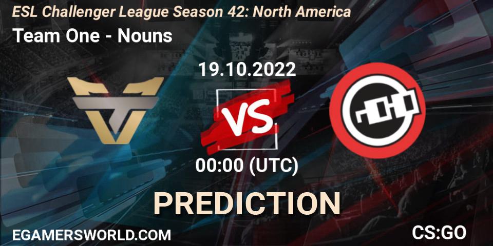 Team One vs Nouns: Match Prediction. 19.10.22, CS2 (CS:GO), ESL Challenger League Season 42: North America