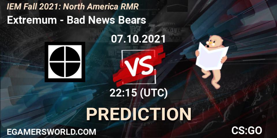 Extremum vs Bad News Bears: Match Prediction. 07.10.21, CS2 (CS:GO), IEM Fall 2021: North America RMR
