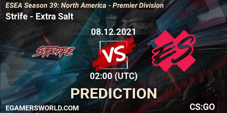 Strife vs Extra Salt: Match Prediction. 08.12.2021 at 02:00, Counter-Strike (CS2), ESEA Season 39: North America - Premier Division