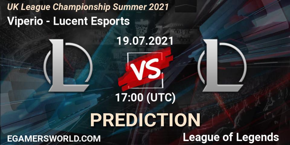 Viperio vs Lucent Esports: Match Prediction. 19.07.2021 at 17:00, LoL, UK League Championship Summer 2021