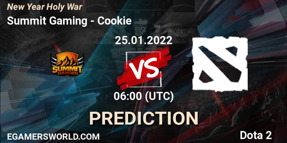 Summit Gaming vs Cookie: Match Prediction. 25.01.2022 at 05:59, Dota 2, New Year Holy War